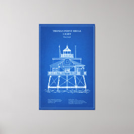 トーマースポイントショールライトハウス – メリーランド – AD キャンバスプリント