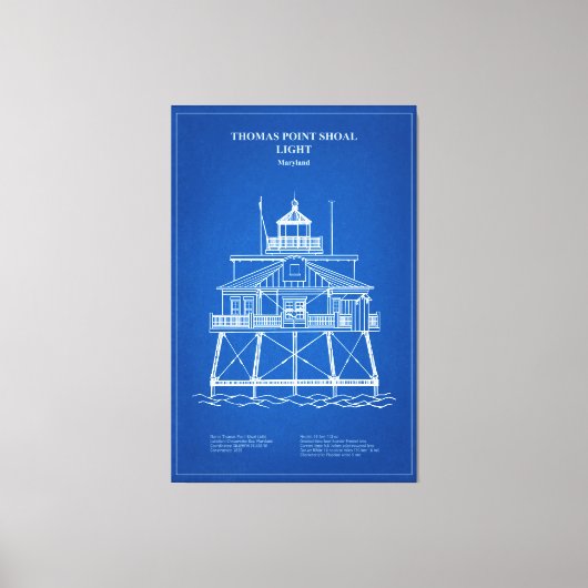トーマースポイントショールライトハウス – メリーランド – AD キャンバスプリント (正面)