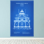 トーマースポイントショールライトハウス – メリーランド – AD キャンバスプリント (インサイチュ (ウッドフロア))