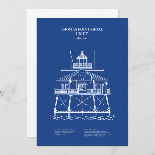 トーマースポイントショールライトハウス – メリーランド – AD サンキューカード (正面/裏面)