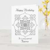 トーラスの曼荼羅: あなた自身のバースデー・カードを着色して下さい カード (黄色い花)