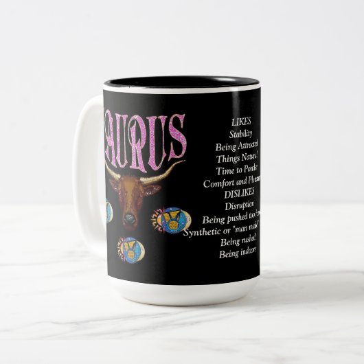 トーラスの誕生の印の(占星術の)十二宮図のマグ ツートーンマグカップ (正面左)