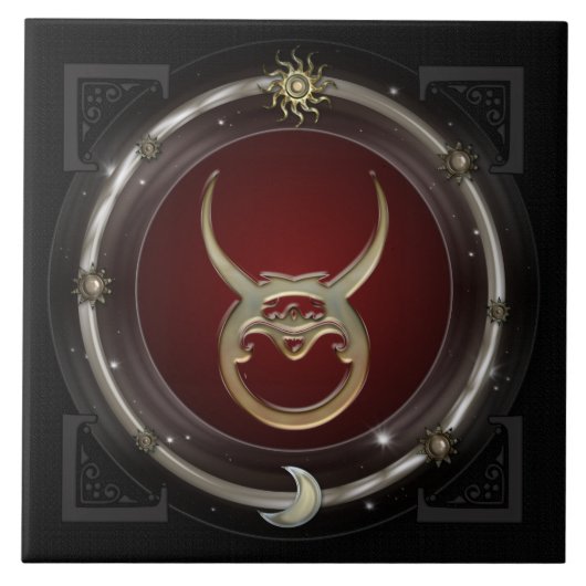 トーラスの(占星術の)十二宮図の印 タイル (正面)