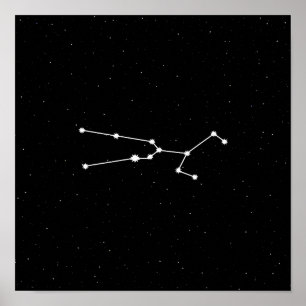 トーラスの(占星術の)十二宮図の星座のモダンな黒い及び白 ポスター