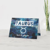 トーラスの(占星術の)十二宮図の青い水彩画の銀河系の誕生日 カード (正面)