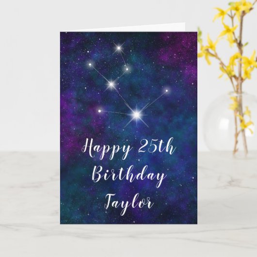 トーラス〔占星術の〕十二宮図コンステレーションハッピーバースデー カード (黄色い花)