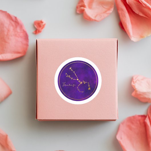 トーラス〔占星術の〕十二宮図サインゴールドフォイル星座 ラウンドシール