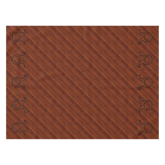 トーラス〔占星術の〕十二宮図シンボルのマホガニーのようなプリント テーブルクロス (正面(横))