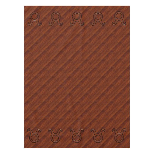 トーラス〔占星術の〕十二宮図シンボルのマホガニーのようなプリント テーブルクロス (正面)