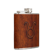 トーラス〔占星術の〕十二宮図シンボルオンマホガニーデコール フラスク (右)