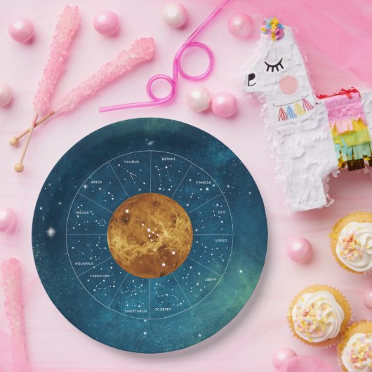 トーラス〔占星術の〕十二宮図占星術のサイン – 惑星ビーナス ペーパープレート (パーティー)