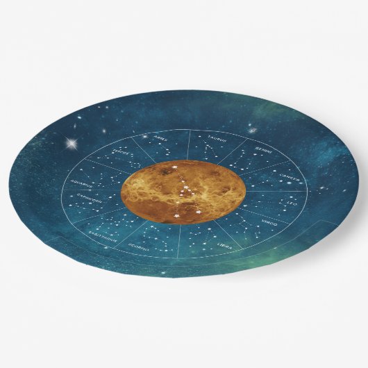 トーラス〔占星術の〕十二宮図占星術のサイン – 惑星ビーナス ペーパープレート (アングル)