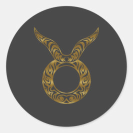 トーラス〔占星術の〕十二宮図 – トライバル金ゴールド ラウンドシール