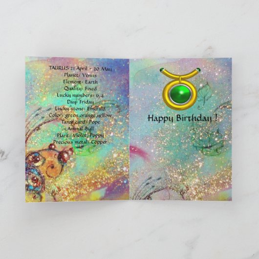 トーラス、教皇ヒエロファントタロット〔占星術の〕十二宮図誕生日 カード (内部)