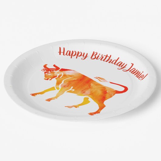 トーラス、誕生日のカスタムな紙皿 ペーパープレート (アングル)