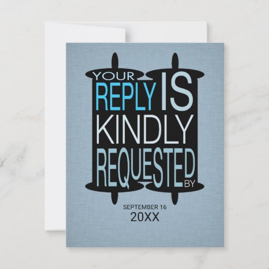 トーラモダンバー（ユダヤ教の）バル・ミツバー返信RSVPグレーブルー 招待状 (正面)