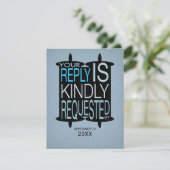 トーラモダンバー（ユダヤ教の）バル・ミツバー返信RSVPグレーブルー 招待状 (スタンド正面)