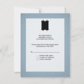 トーラモダンバー（ユダヤ教の）バル・ミツバー返信RSVPグレーブルー 招待状 (裏面)