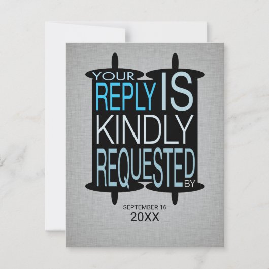 トーラモダンバー（ユダヤ教の）バル・ミツバー返信RSVPグレーブルー 招待状 (正面)