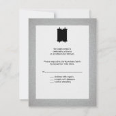 トーラモダンバー（ユダヤ教の）バル・ミツバー返信RSVPグレーブルー 招待状 (裏面)