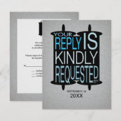 トーラモダンバー（ユダヤ教の）バル・ミツバー返信RSVPグレーブルー 招待状 (正面/裏面)