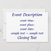 トーラライトバー(ユダヤ教の)バル・ミツバー 招待状 (裏面)