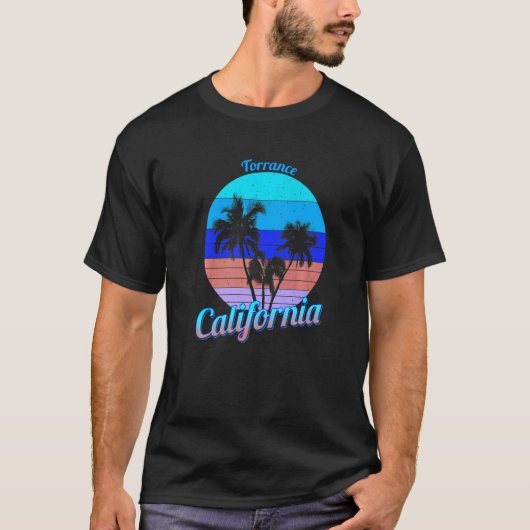 トーランスカリフォルニアレトロパームツリーズビーチサマー Tシャツ (正面)