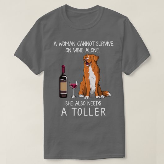 トーラーとワインのおもしろい犬 Tシャツ (デザイン正面)