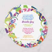 トーラーの音こうもりバー（ユダヤ教の）バル・ミツバー招待状 招待状 (正面/裏面)