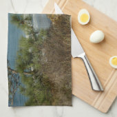 トーリーパインとカリフォルニアの海岸線の風景 キッチンタオル (四つ折り)