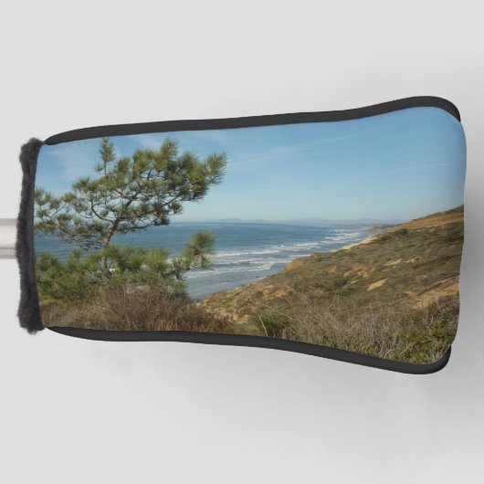 トーリーパインとカリフォルニアの海岸線の風景 ゴルフヘッドカバー (正面)