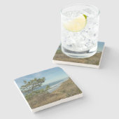 トーリーパインとカリフォルニアの海岸線の風景 ストーンコースター (横)