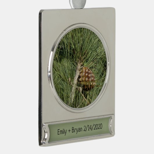 トーリーパインクローズアップカリフォルニアボタニカル シルバープレートバナーオーナメント (右)