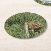トーリーパインクローズアップカリフォルニアボタニカル ラウンドペーパーコースター (アングル)
