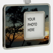 トーリーパインサンセットIカリフォルニアの風景 シルバープレートフレームオーナメント (右)