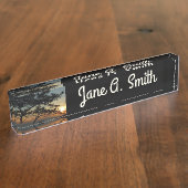 トーリーパインサンセットIカリフォルニアの風景 デスクネームプレート (側面)