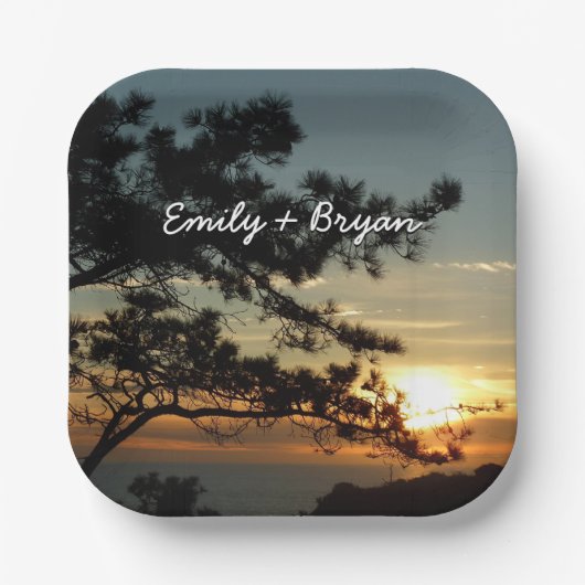 トーリーパインサンセットIカリフォルニアの風景 ペーパープレート (正面)