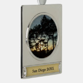 トーリーパインサンセットIIカリフォルニアの風景 シルバープレートバナーオーナメント (右)