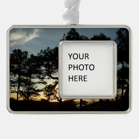 トーリーパインサンセットIIカリフォルニアの風景 シルバープレートフレームオーナメント (正面)