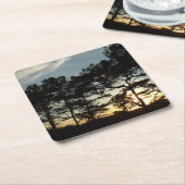トーリーパインサンセットIIカリフォルニアの風景 スクエアペーパーコースター (アングル)