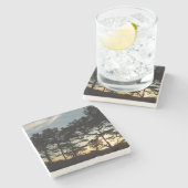 トーリーパインサンセットIIカリフォルニアの風景 ストーンコースター (横)