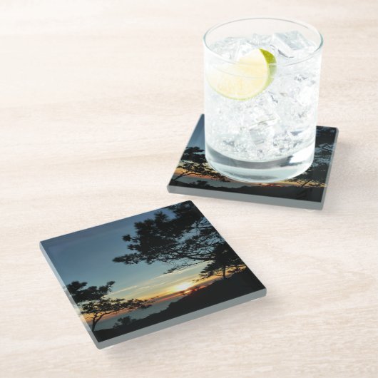 トーリーパインサンセットIIIカリフォルニアの風景 ガラスコースター (アングル)