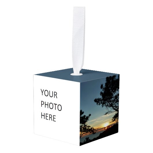 トーリーパインサンセットIIIカリフォルニアの風景 キューブオーナメント (正面アングル)