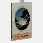 トーリーパインサンセットIIIカリフォルニアの風景 シルバープレートバナーオーナメント (右)