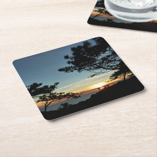 トーリーパインサンセットIIIカリフォルニアの風景 スクエアペーパーコースター (アングル)