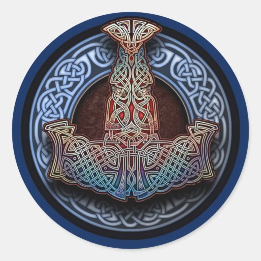 トールのハンマーのステッカー ラウンドシール (正面)