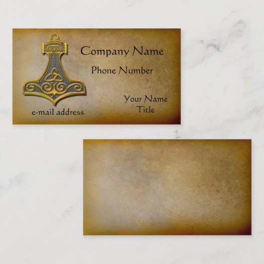 トールのハンマーの金ゴールド 名刺 (正面/裏面)