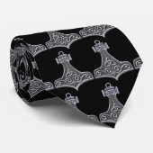 トールのハンマーシルバー・タイ黒い背景 ネクタイ (ロール)