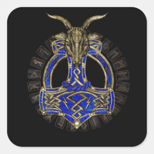 トールのハンマー – 金ゴールドとラピスラズリ スクエアシール