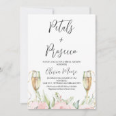 トールグラス花びらとプロセッコブライダルシャワー 招待状 (正面)